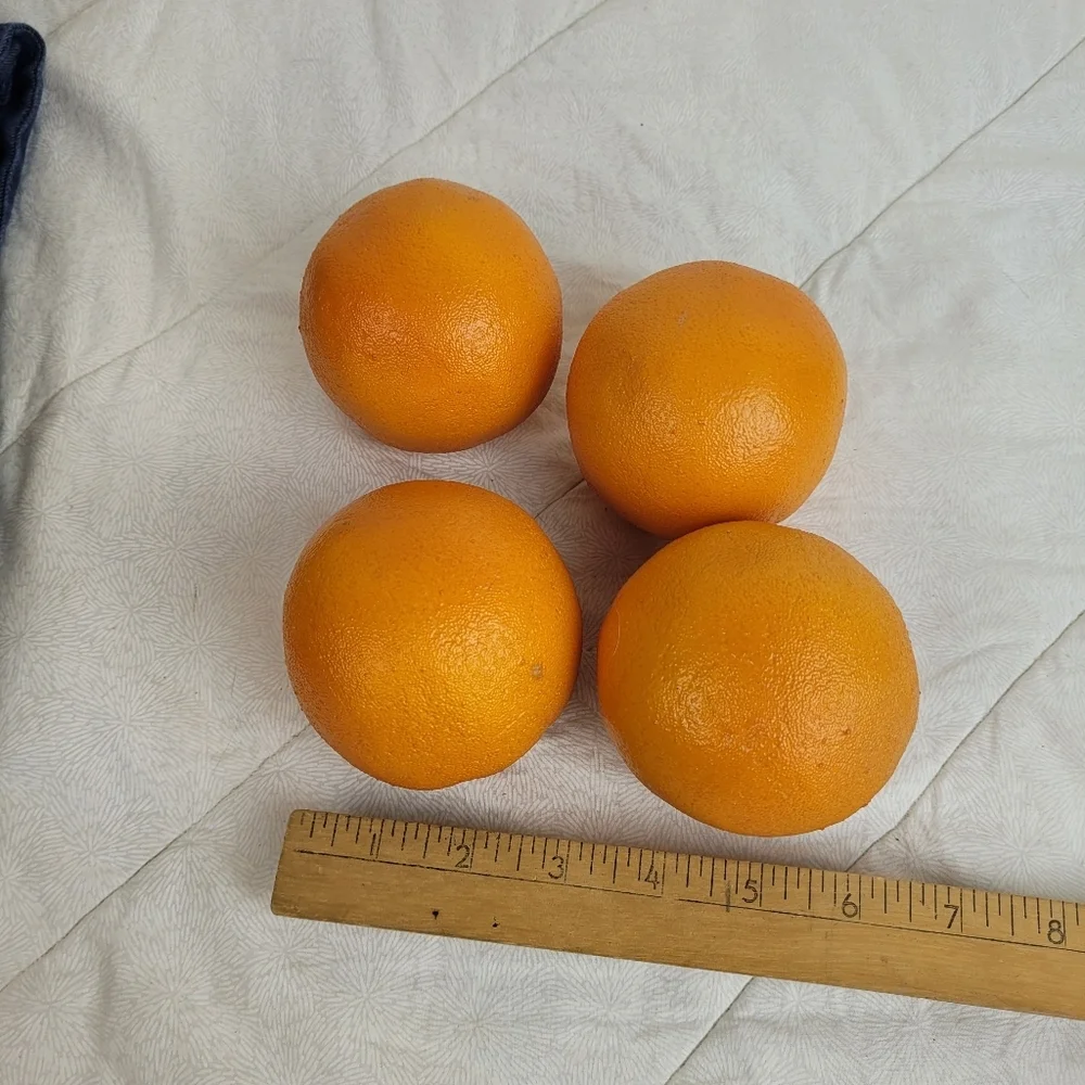 Lot of 4 Decorative Faux Oranges Approximately 3 Inch Diameter Decor Staging